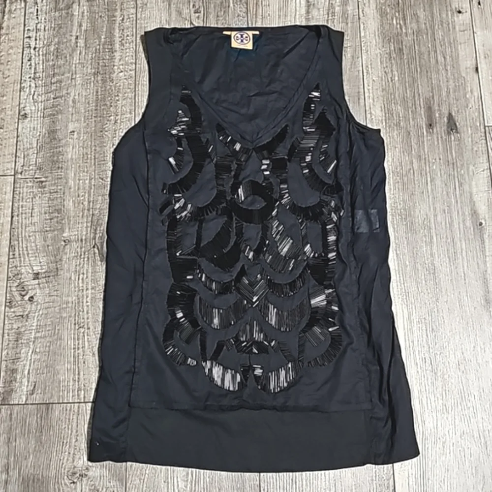 Tory Burch Sequin Black Tunic Tank Top